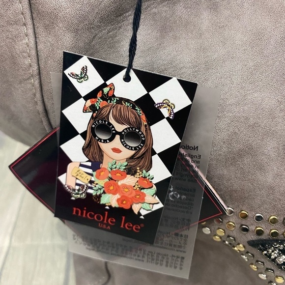 NICOLE LEE GLITZY BRONA STAR GRAY HOBO TOTE BAG REMOVABLE SHOULDER STRAP - Picture 10 of 11